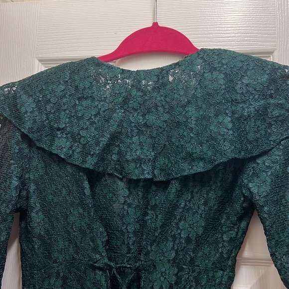 Vintage Dark Green Lace Cardigan With Buttons And Corset - Picture 5 of 6